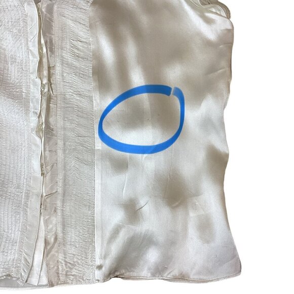 Coldwater Creek Silk Short Sleeve Button-Front Top Shirred Ruffled Accent L 289L - Picture 7 of 10